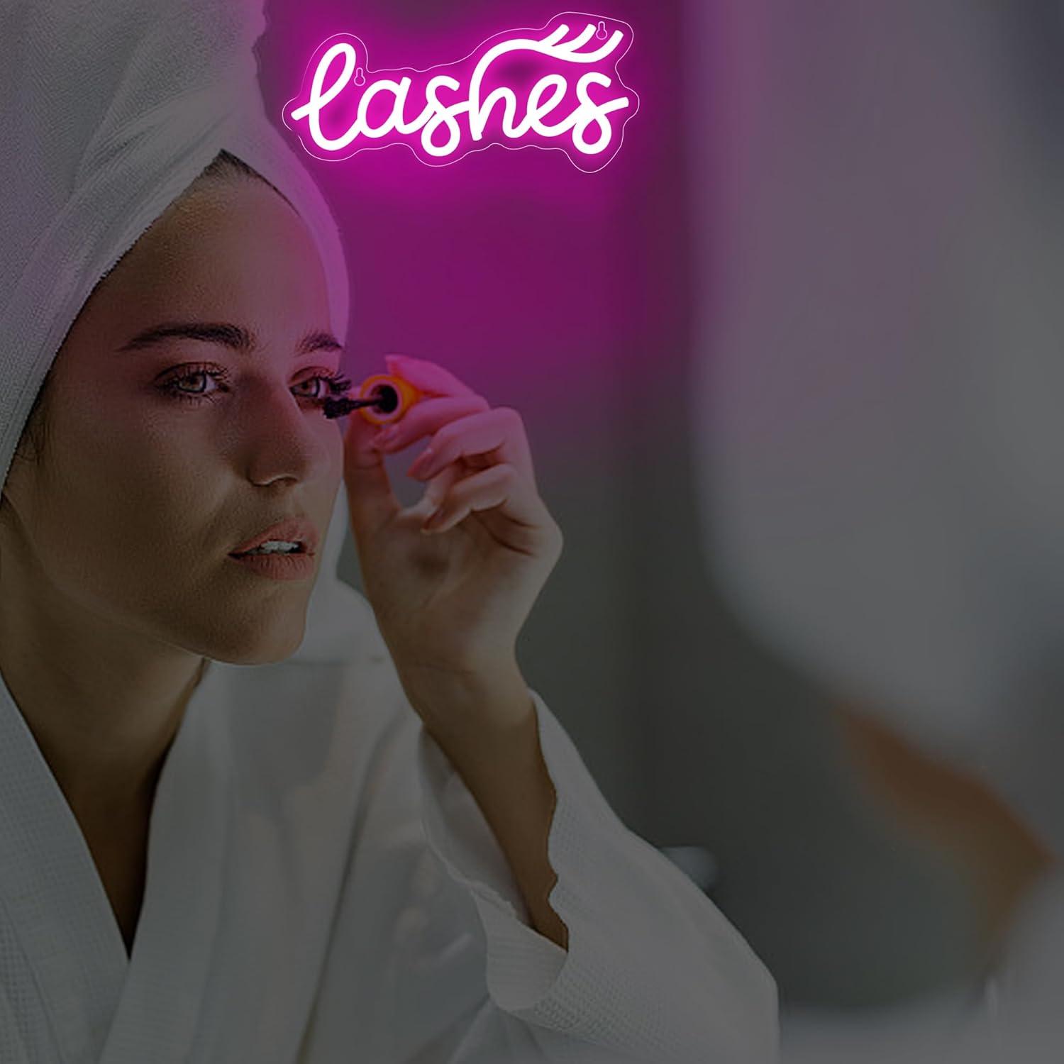 Lashes Neon Sign Lady Text Led - Beauty No Makeup ulasan dan harga